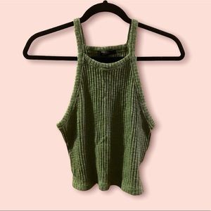 olive green ribbed halter tank
